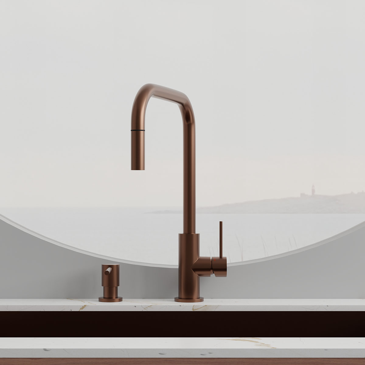 Köksblandare Scandtap Steel Accent Square med Utdragbar Pip