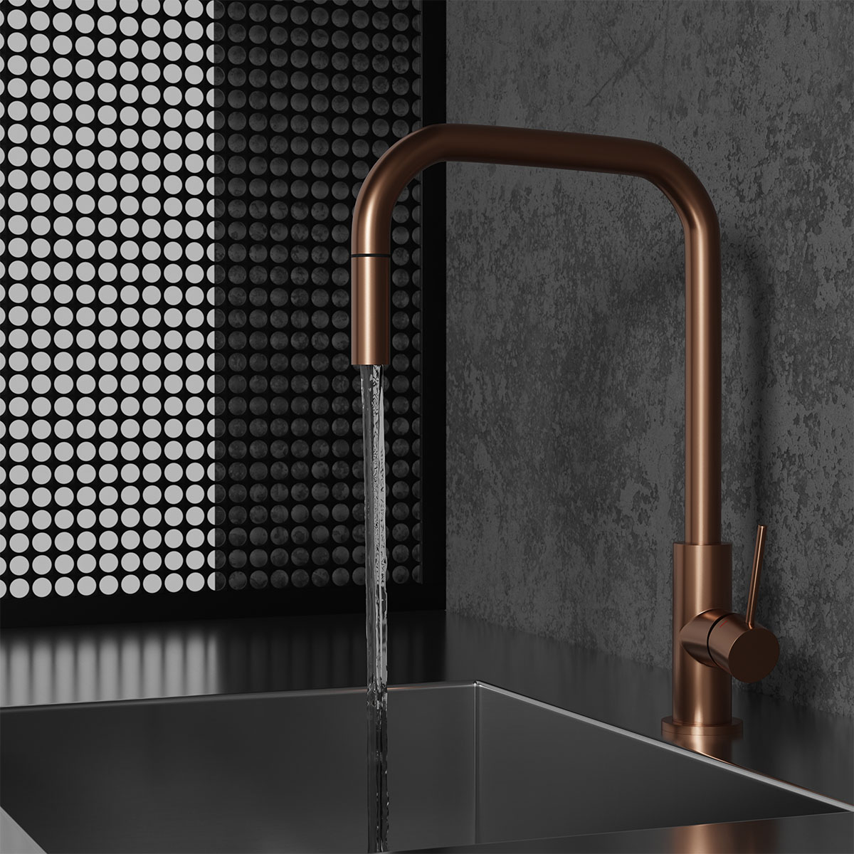 Köksblandare Scandtap Steel Accent Square med Utdragbar Pip