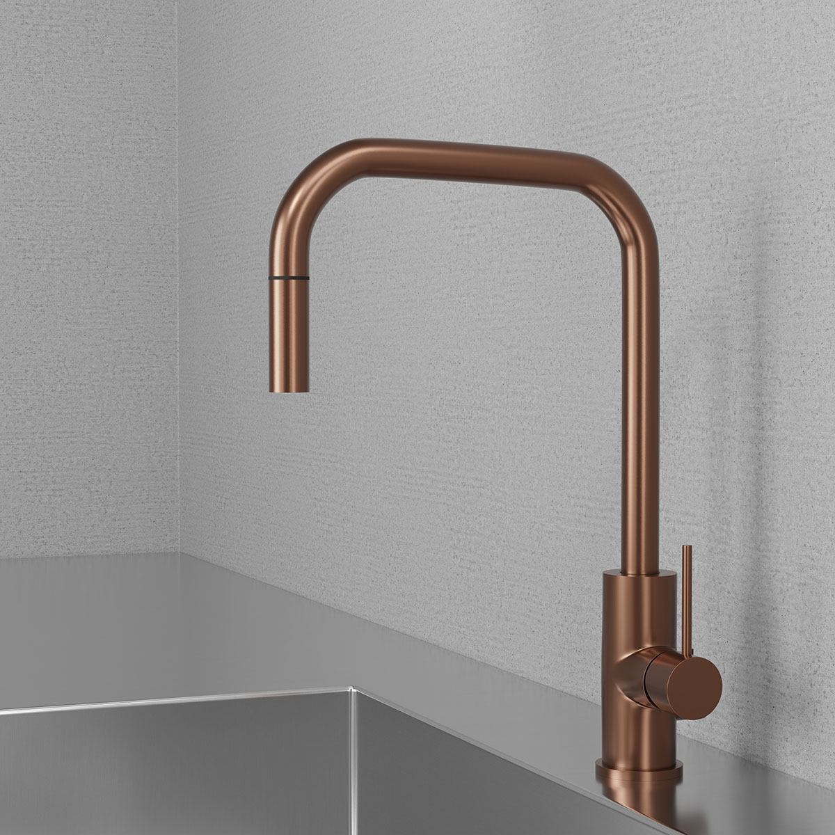 Köksblandare Scandtap Steel Accent Square med Utdragbar Pip