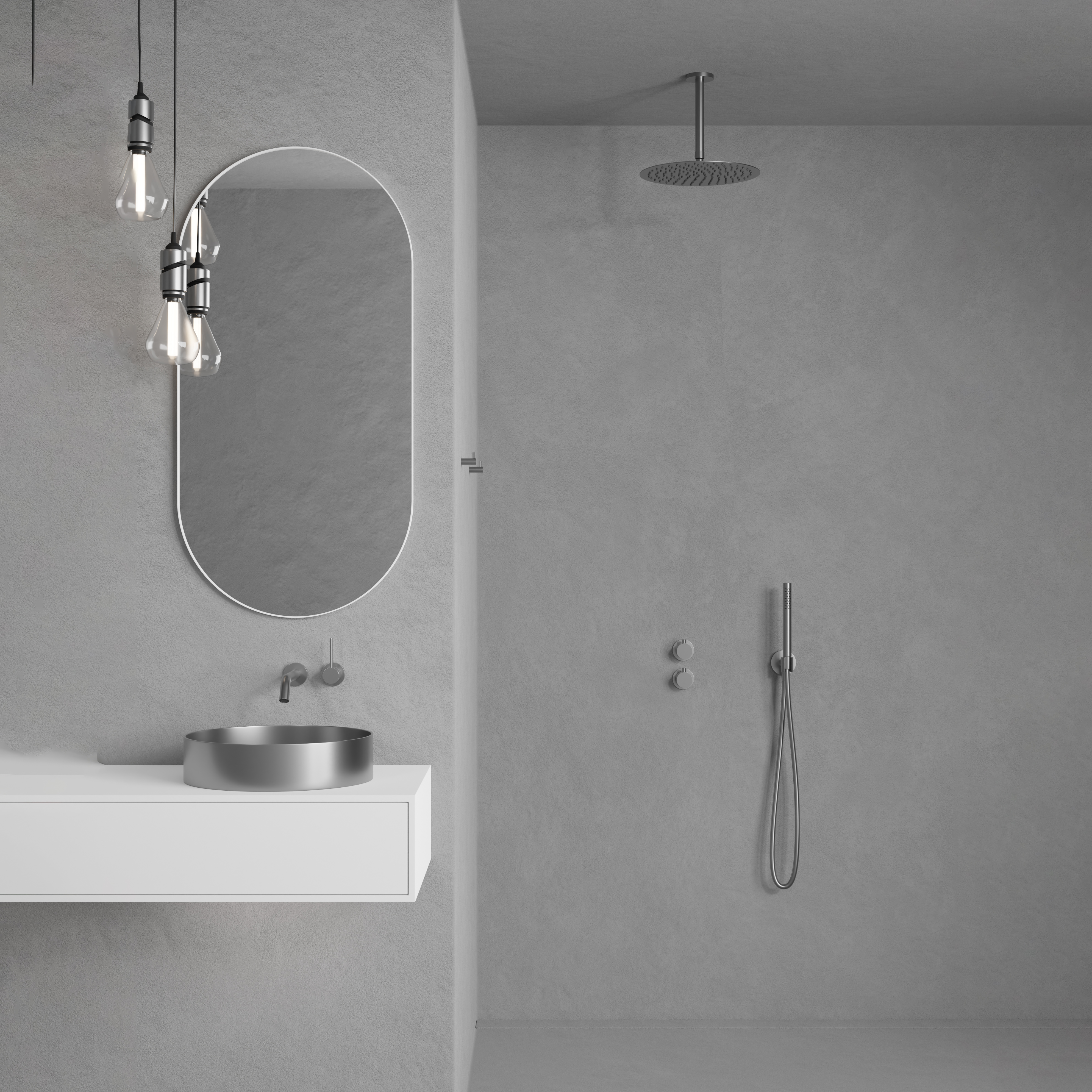 Takduschset Scandtap Steel Harmonized 2Z för Inbyggnad