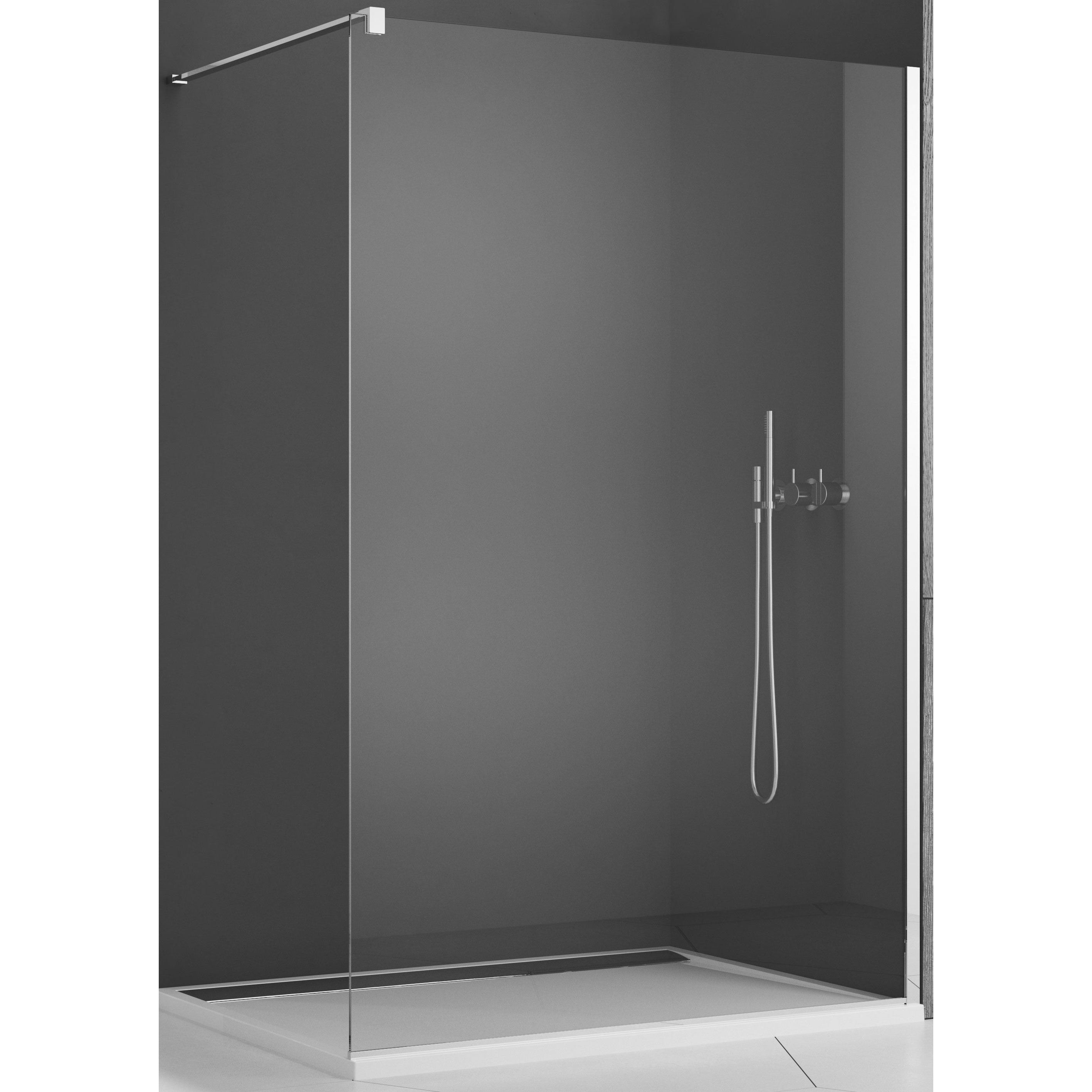 Duschvägg SanSwiss STR4P Easy walk-in B: 900 mm, Profil: Högglans silver, Hägning: Vändbar