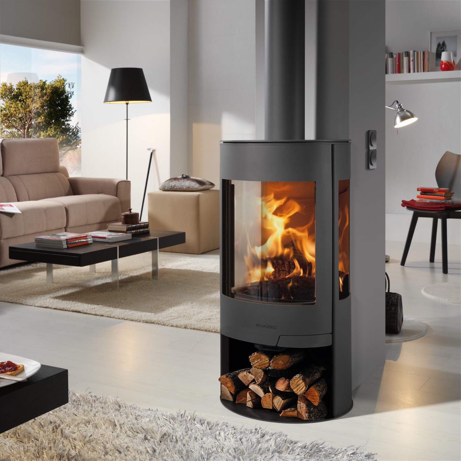 Braskamin Panadero Helsinki EcoDesign Fristående med Sidoglas 8kW