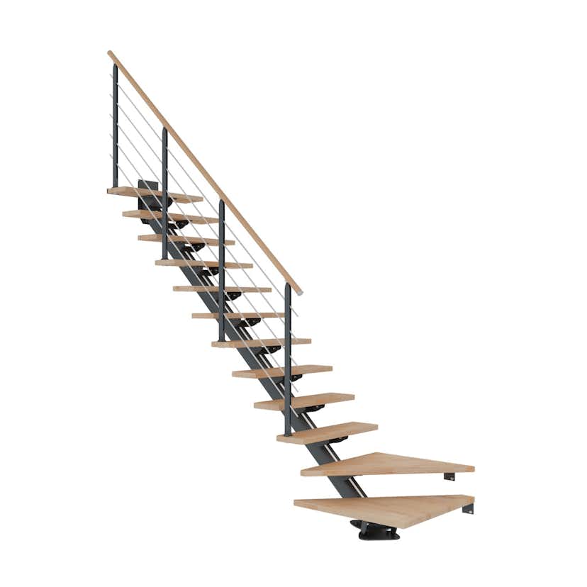 Spartrappa Dolle Sydney Bok Oljad 1/4 Design Antracit, Bredd: 750 mm, Max Takhöjd: 2220-2700 mm