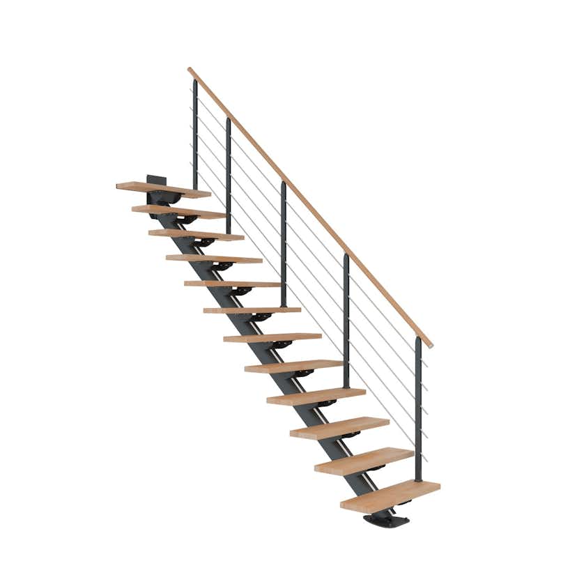 Spartrappa Dolle Sydney Bok Oljad Rak Design Antracit, Bredd: 850 mm, Max Takhöjd: 2220-2700 mm