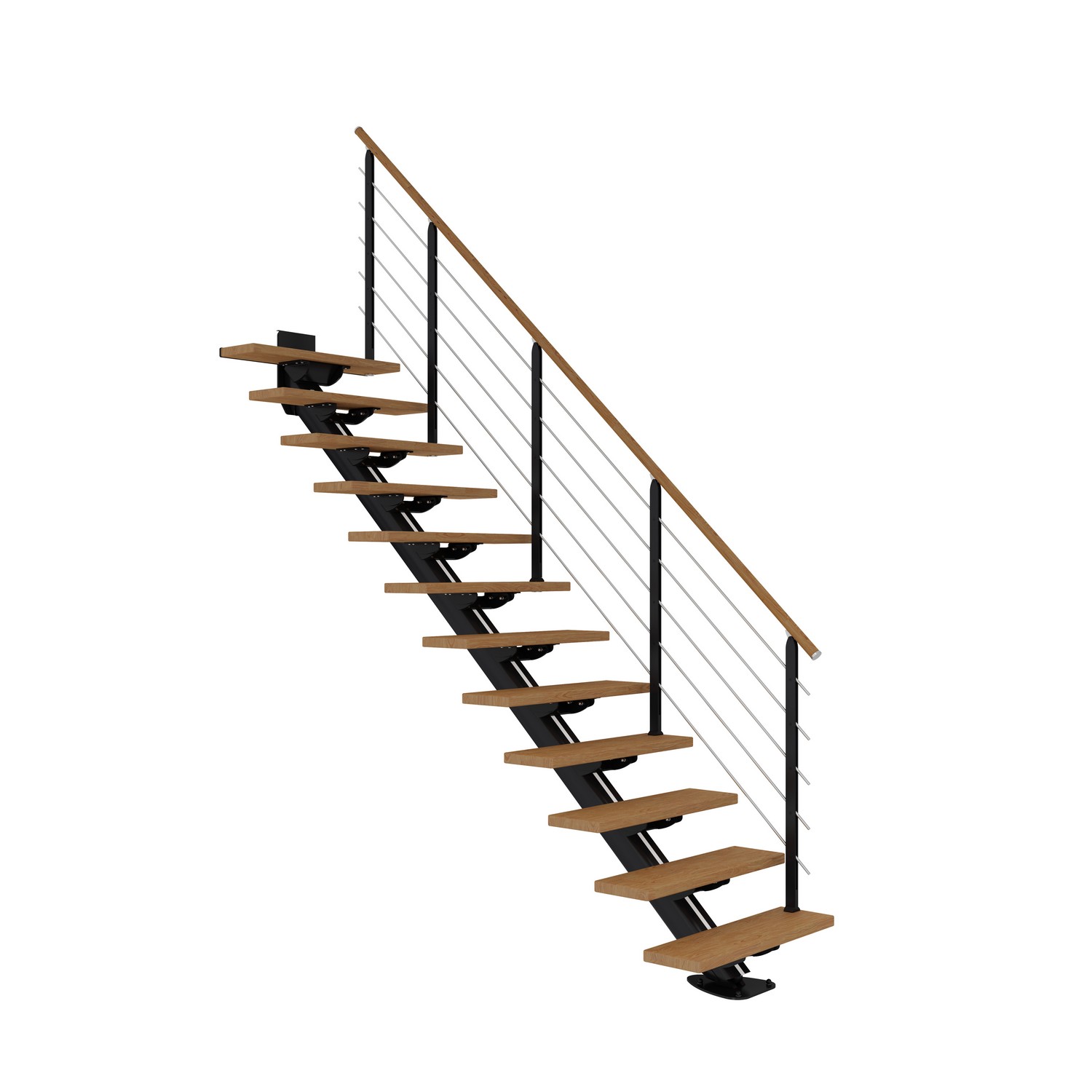 Spartrappa Dolle Sydney Ek Oljad Rak Design Svart, Bredd: 850 mm, Max Takhöjd: 2920 mm