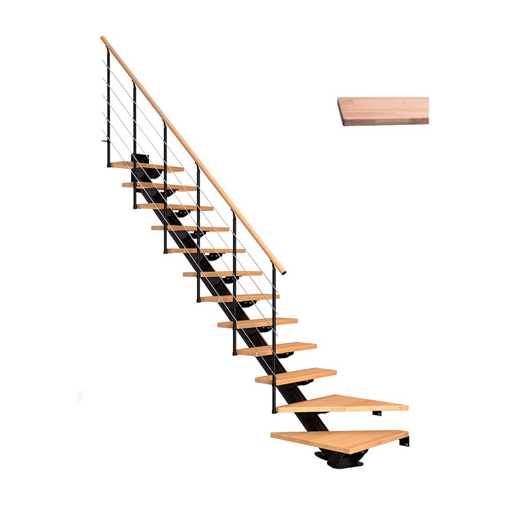 Spartrappa Dolle Sydney Bok Oljad 1/4 Style6 Svart, Bredd: 850 mm, Max Takhöjd: 2920 mm