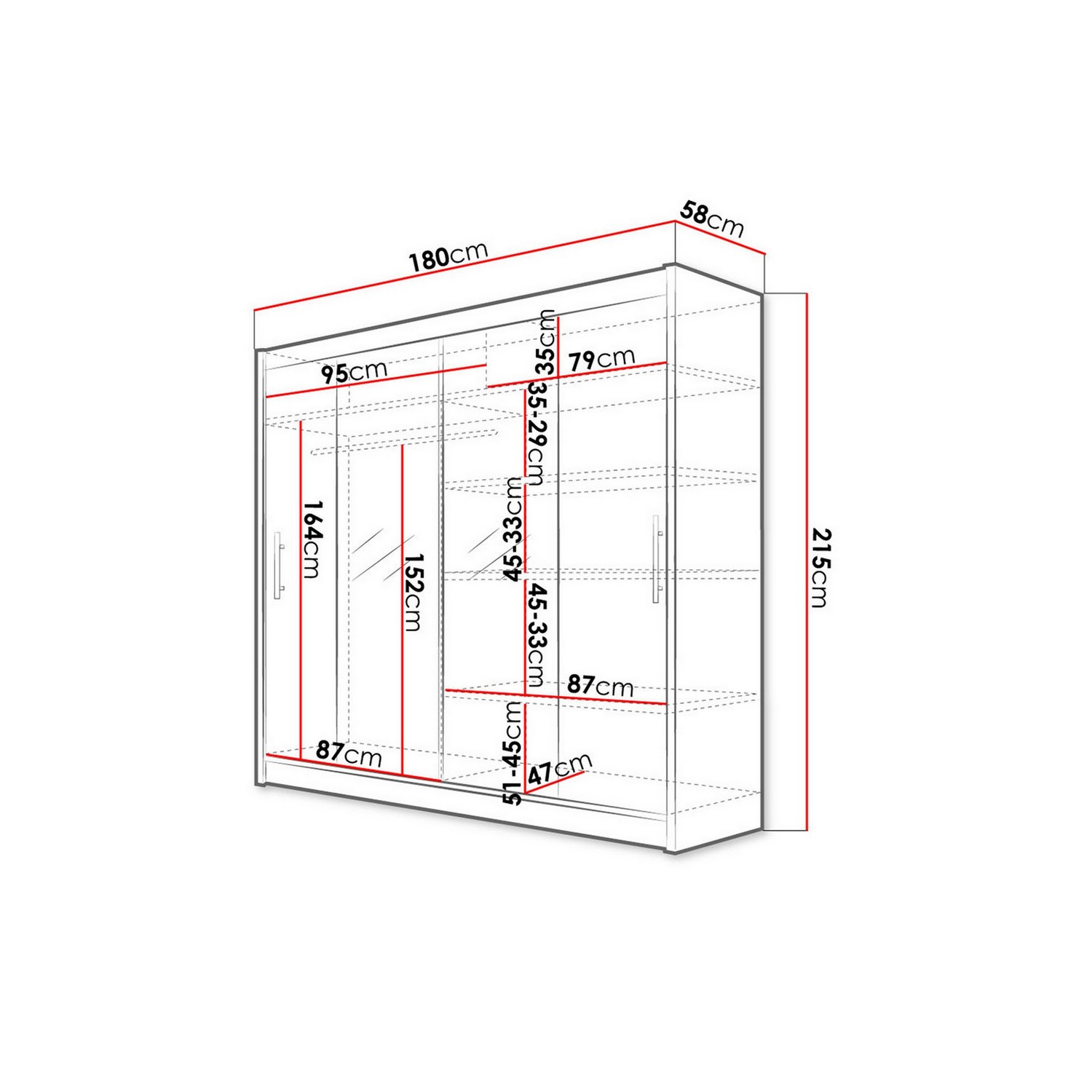 Garderob Scandinavian Choice Prag Förvaring med Skjutdörr och Spegel