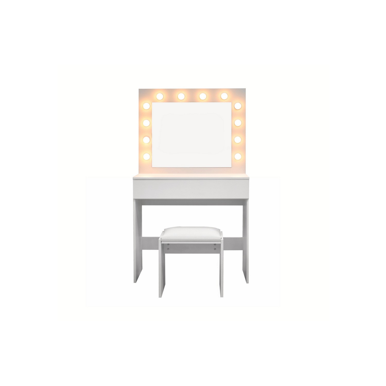Sminkbord Scandinavian Choice Glow Komplett set med Spegel och Pall, LED-Belysning 80 cm