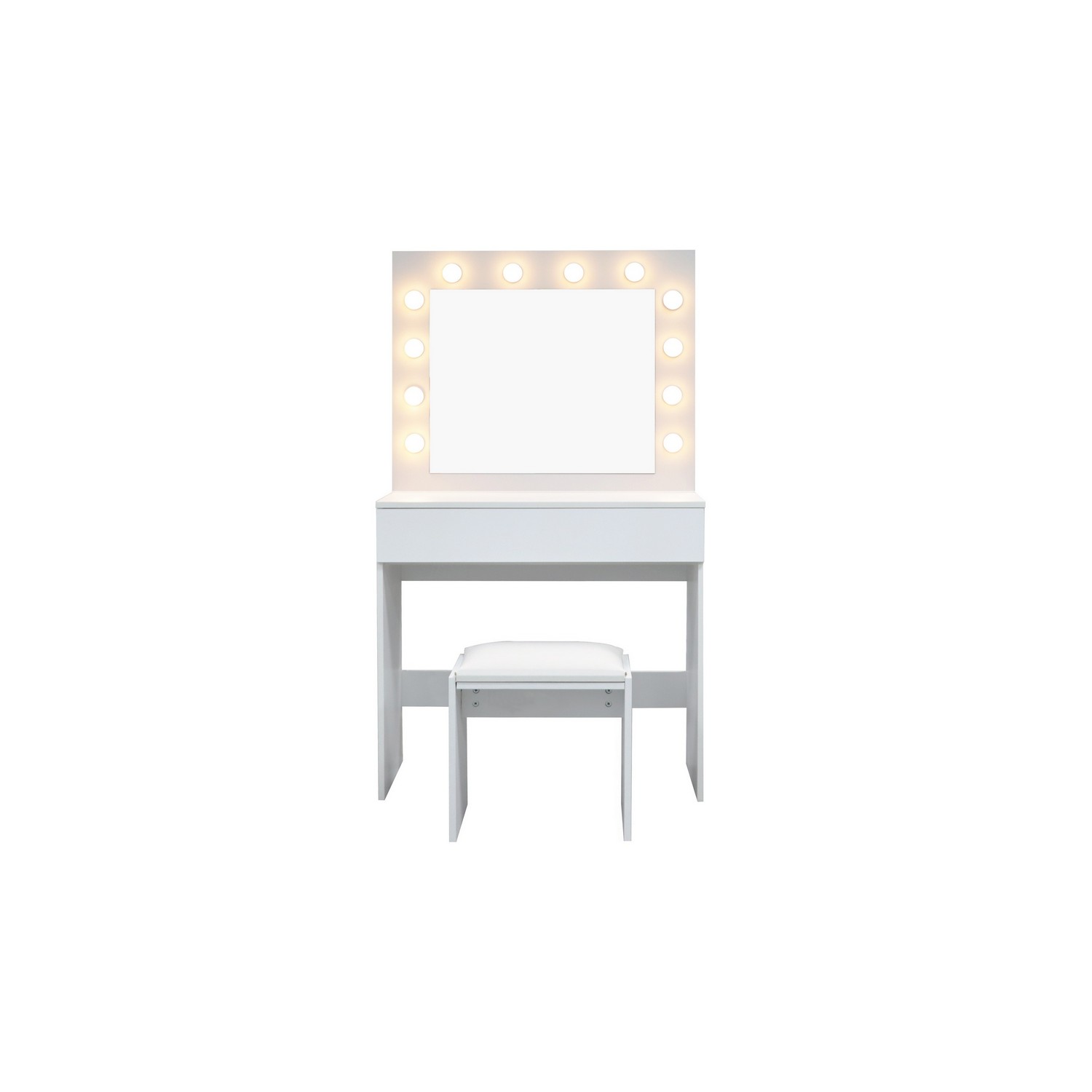 Sminkbord Scandinavian Choice Glow Komplett set med Spegel och Pall, LED-Belysning 80 cm