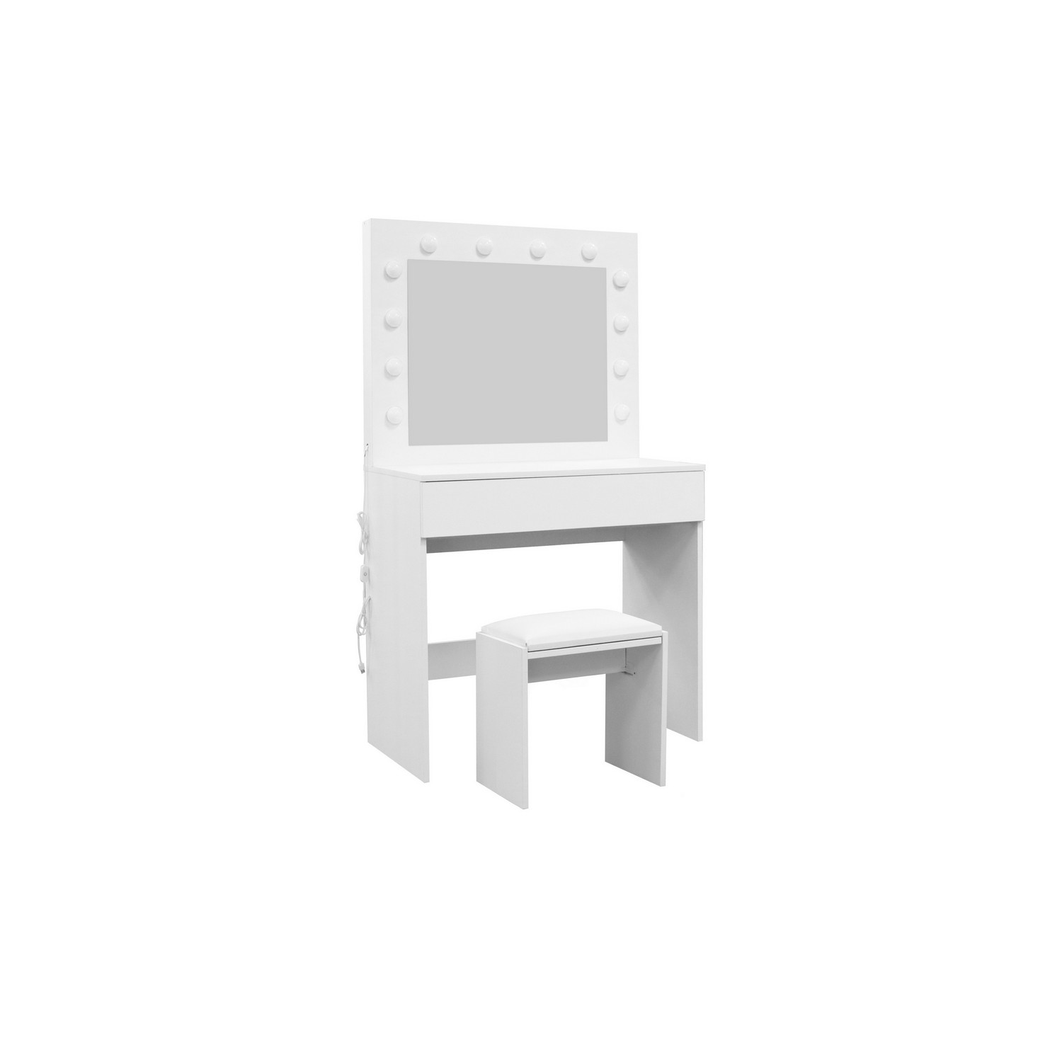 Sminkbord Scandinavian Choice Glow Komplett set med Spegel och Pall, LED-Belysning 80 cm