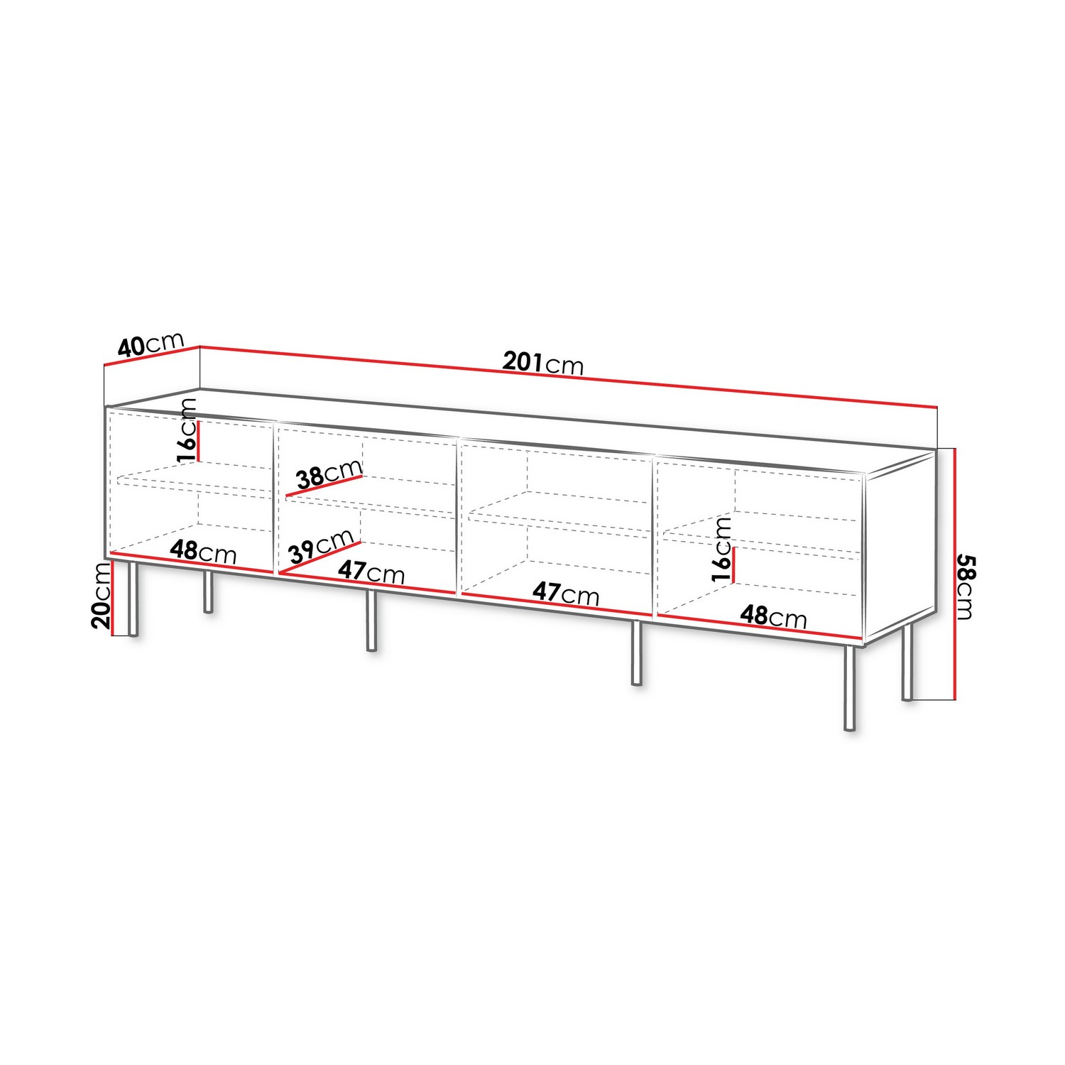 Tv-Bänk Scandinavian Choice Hammarstrand 201 cm med förvaring