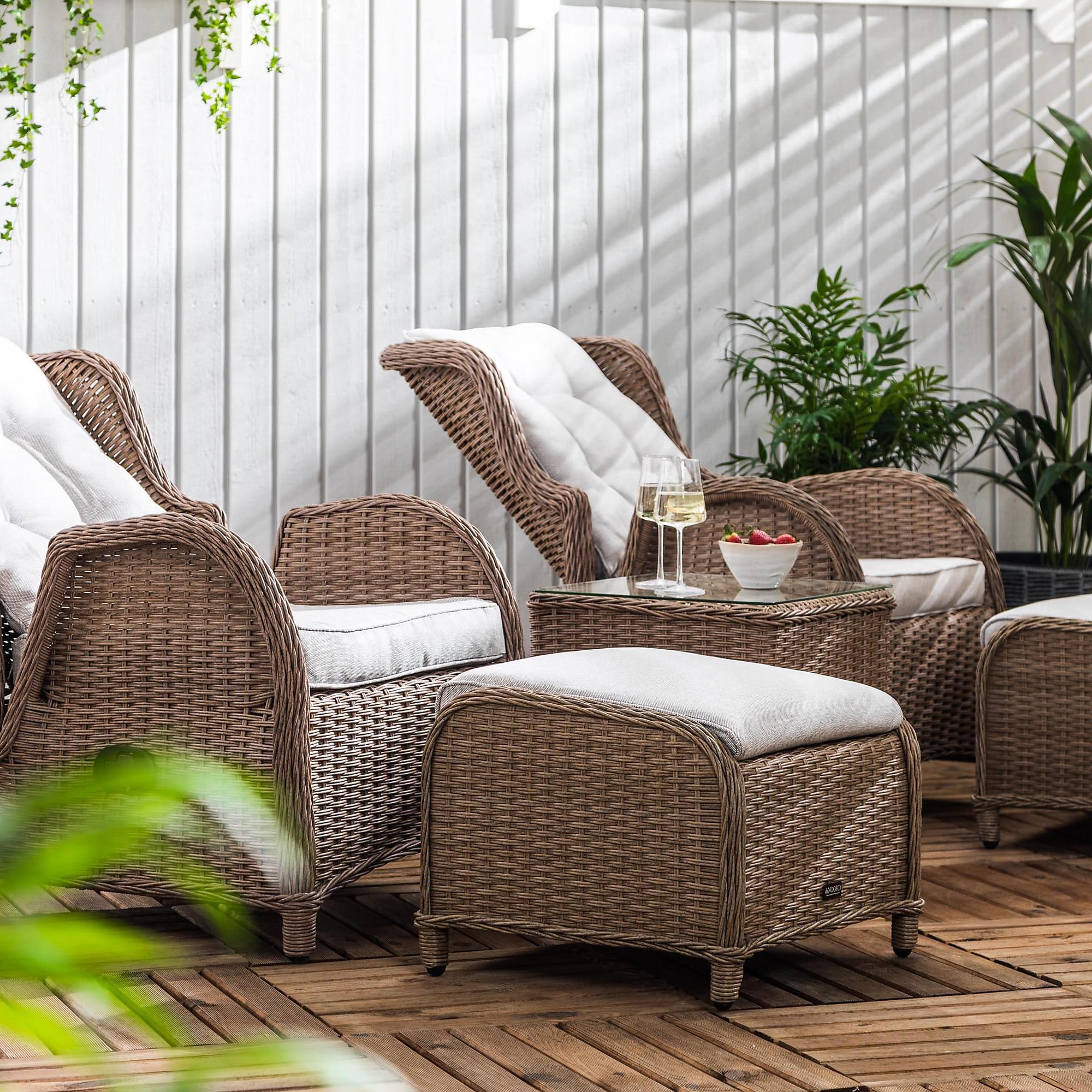 Cafégrupp deNoord Marcus Caféset med 2 Reclinerfåtöljer Utomhus m Dyna