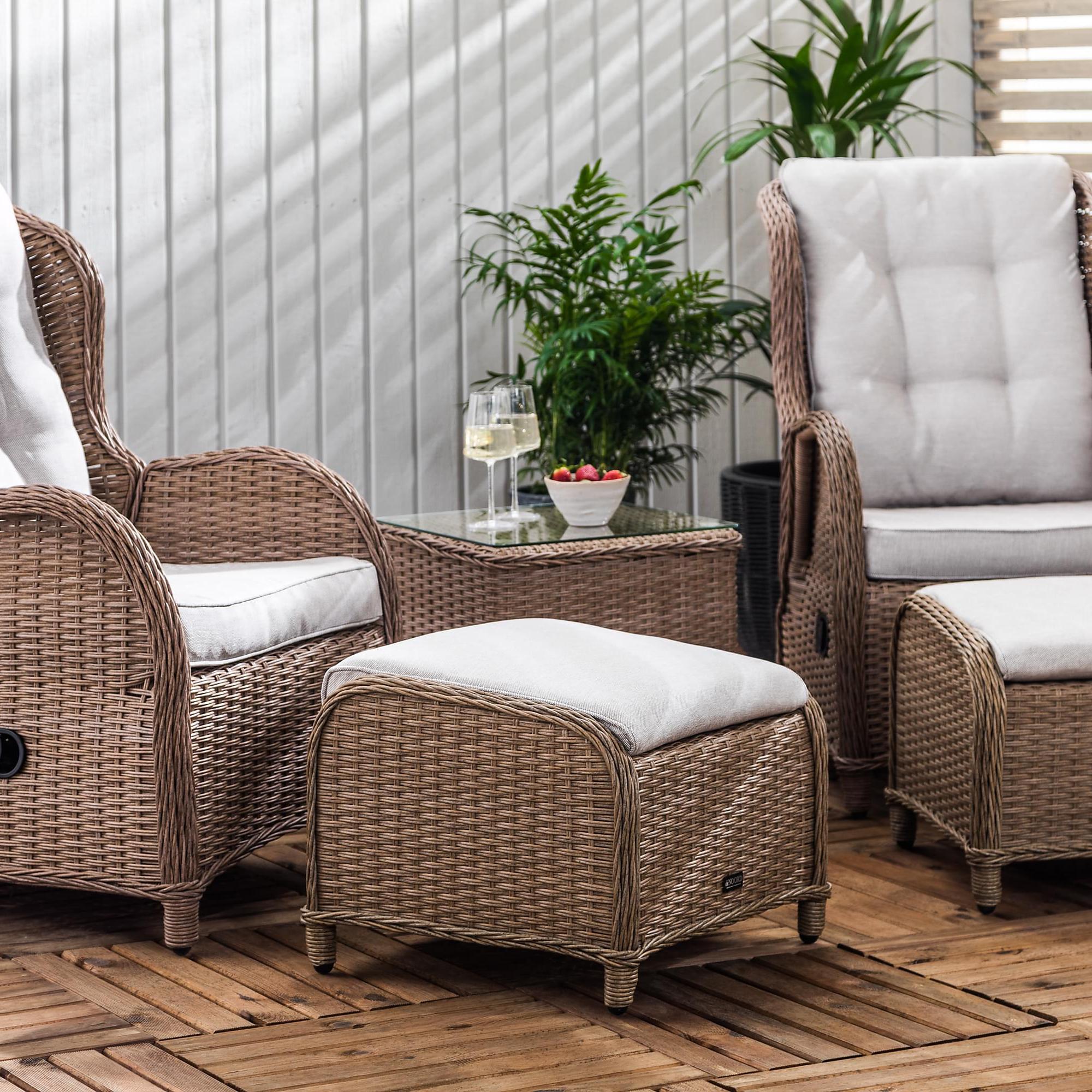 Cafégrupp deNoord Marcus Caféset med 2 Reclinerfåtöljer Utomhus m Dyna