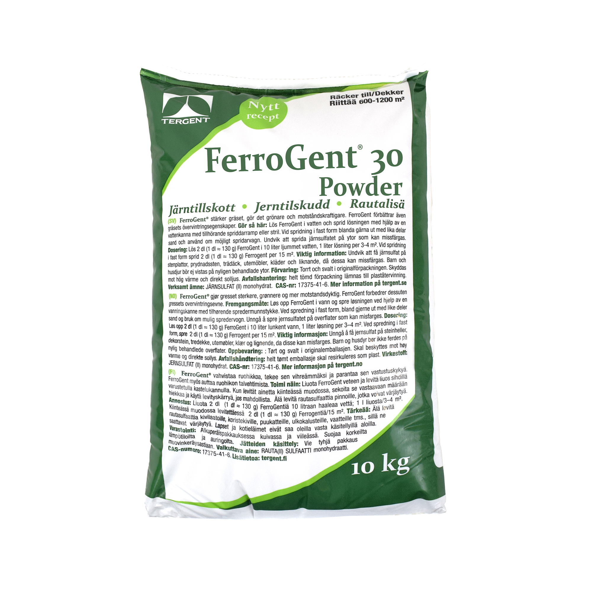 Järntillskott Tergent FerroGent Powder Järnsulfat för Gräsmatta & Odling, 10kg