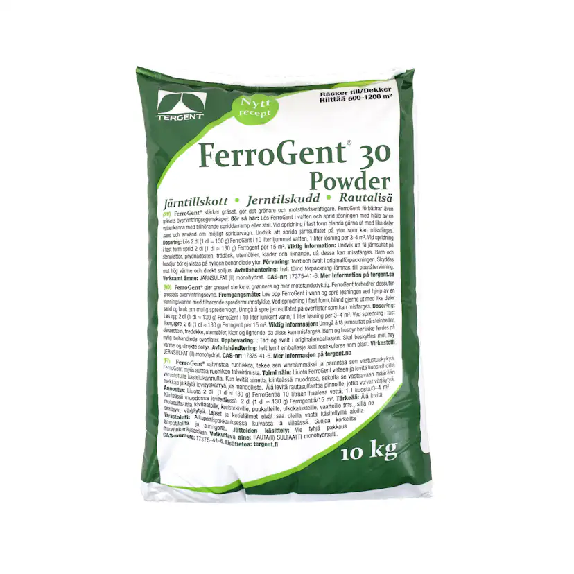 Järntillskott Tergent FerroGent Powder Järnsulfat för Gräsmatta & Odling, 10kg