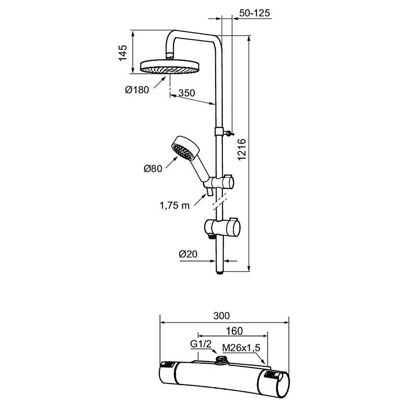 Takduschset Mora MMIX Shower Kit 160 cc 731300.0011