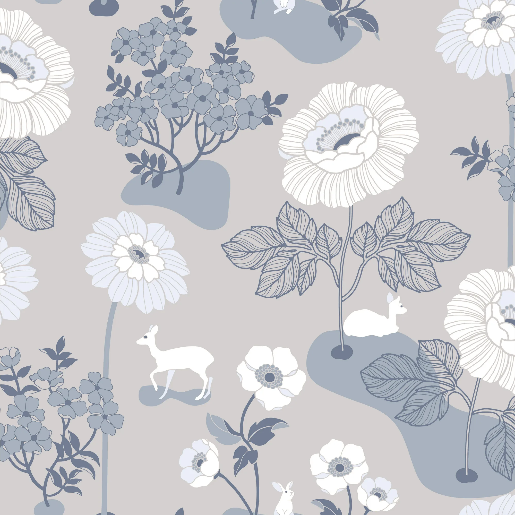 Tapet Duro 1900 Blomsteräng Grå 398-04