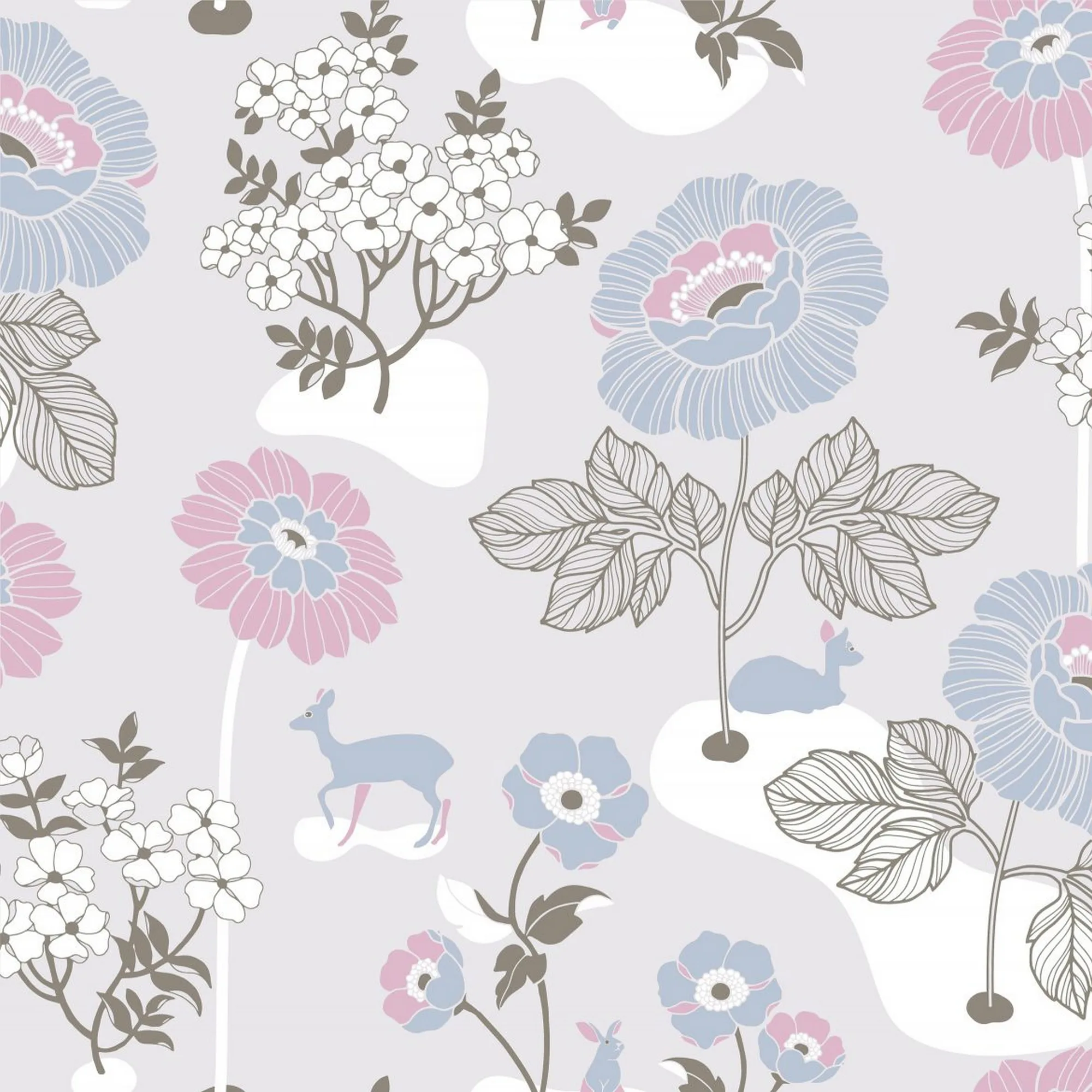 Tapet Duro 1900 Blomsteräng Ljusgrå 398-02