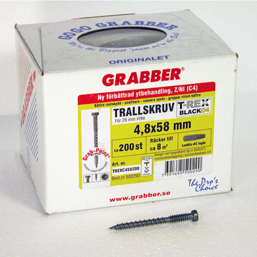 Trallskruv Grabber T-Rex C4 Trallskruv Grabber TREX C4, 4,8 X 58