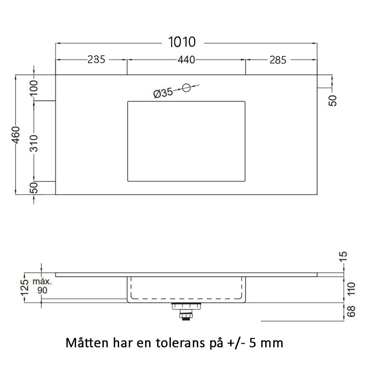 Tvättställ Solid Surface Tenfors Flow Solid Surface