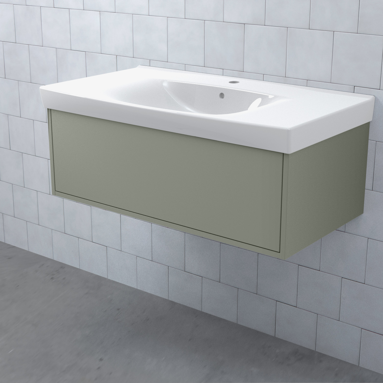 Tvättställsskåp Björbo Badrum Mejda Låg BxHXD: 898x296x465 mm, Slät Mossgrön