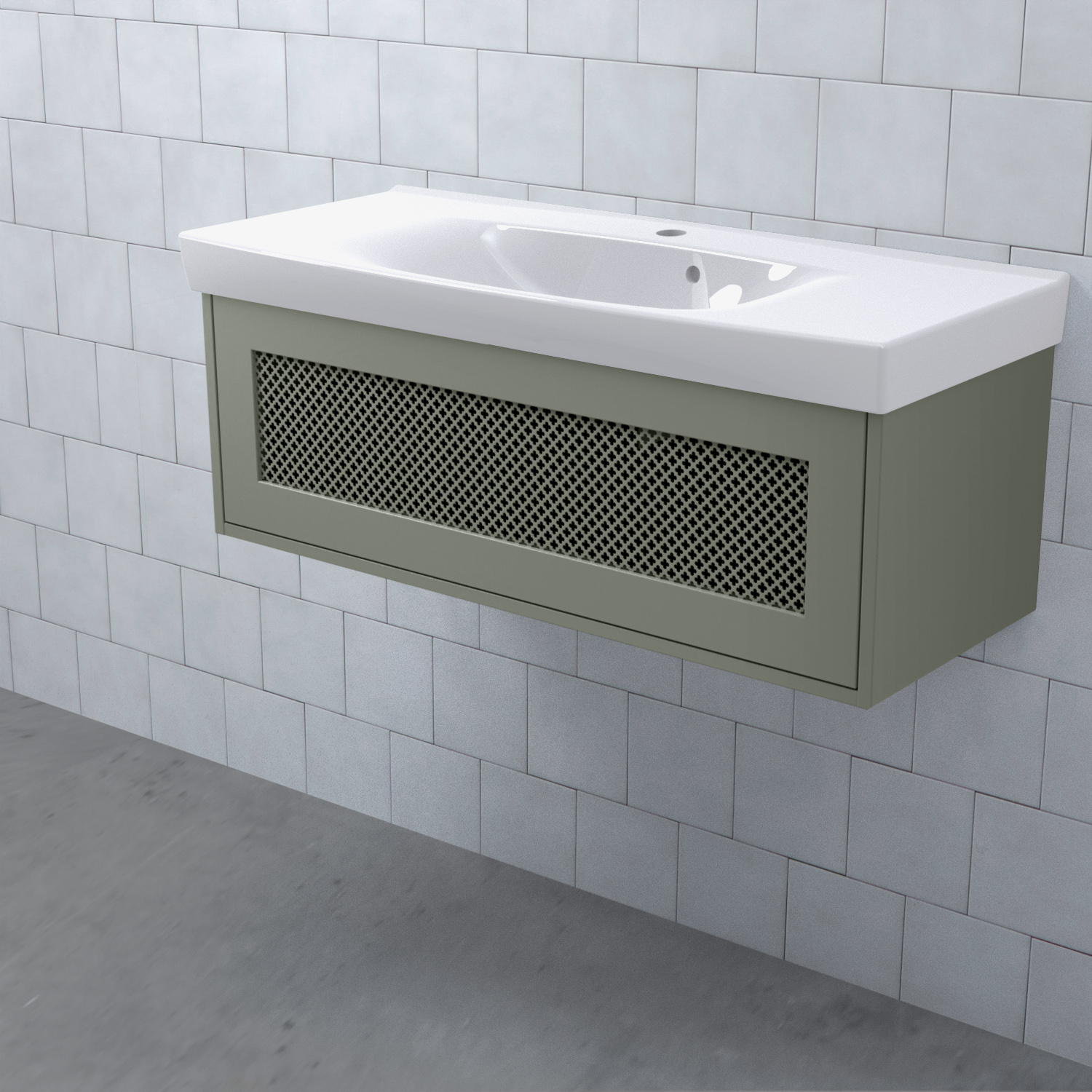 Tvättställsskåp Björbo Badrum Mejda Kompakt Låg BxHXD: 898x296x365 mm, Klöver Mossgrön