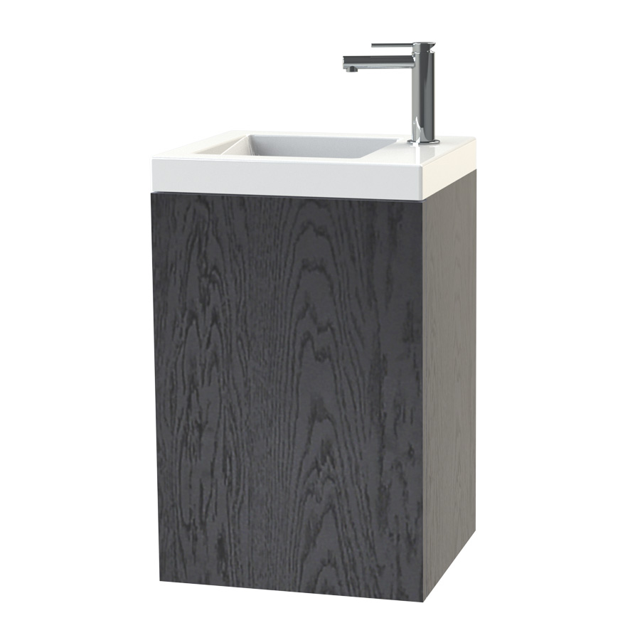 Tvättställsskåp Miller Badrum New York 40 för Heltäckande Tvättställ Svart Ekstruktur, Hängning Vänster