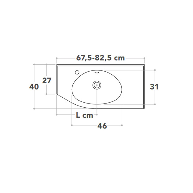 Tvättställsskåp Temal Mondo med Tvättställ 2 Lådor och 1 Lucka