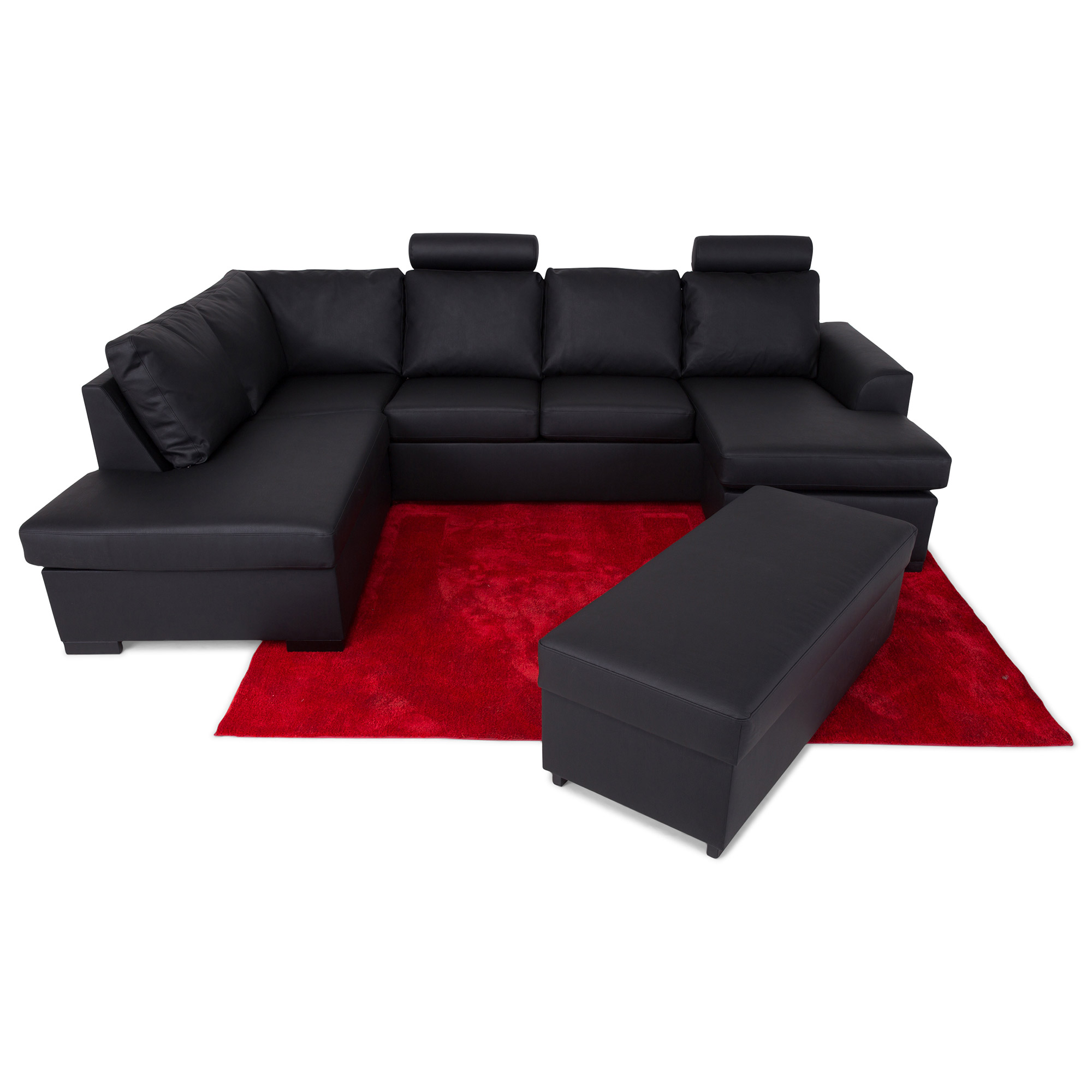 U-soffa Scandinavian Choice Porto Bonded Leather Svart, Vänster