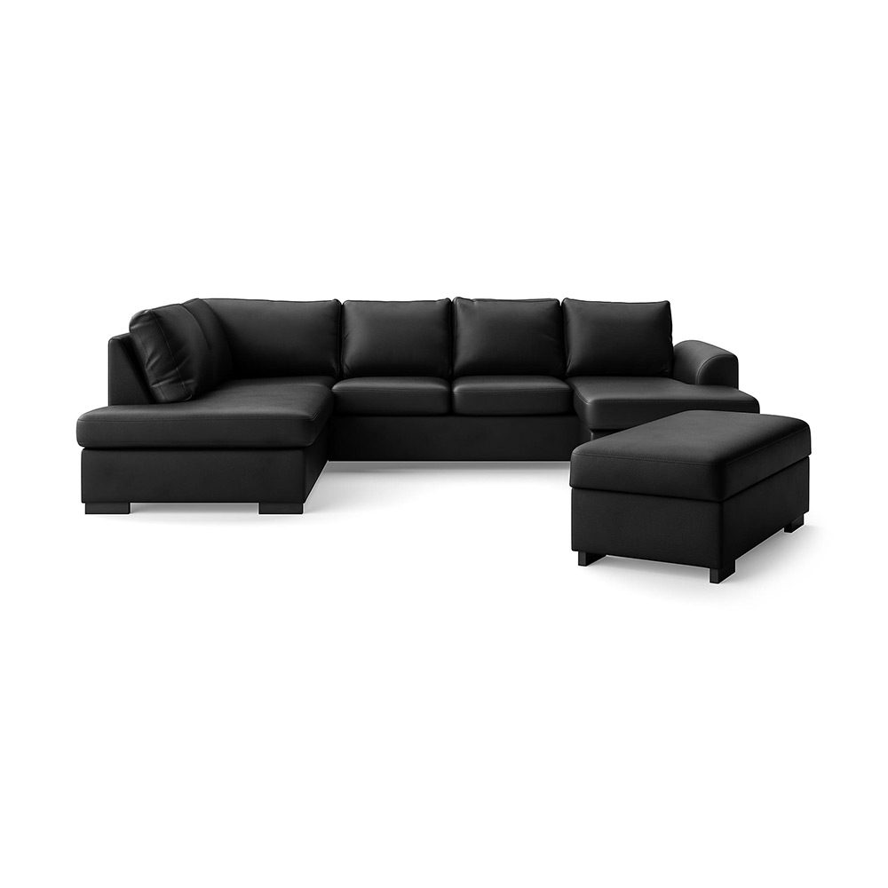 U-soffa Scandinavian Choice Porto med Fotpall Bonded Leather Vänster