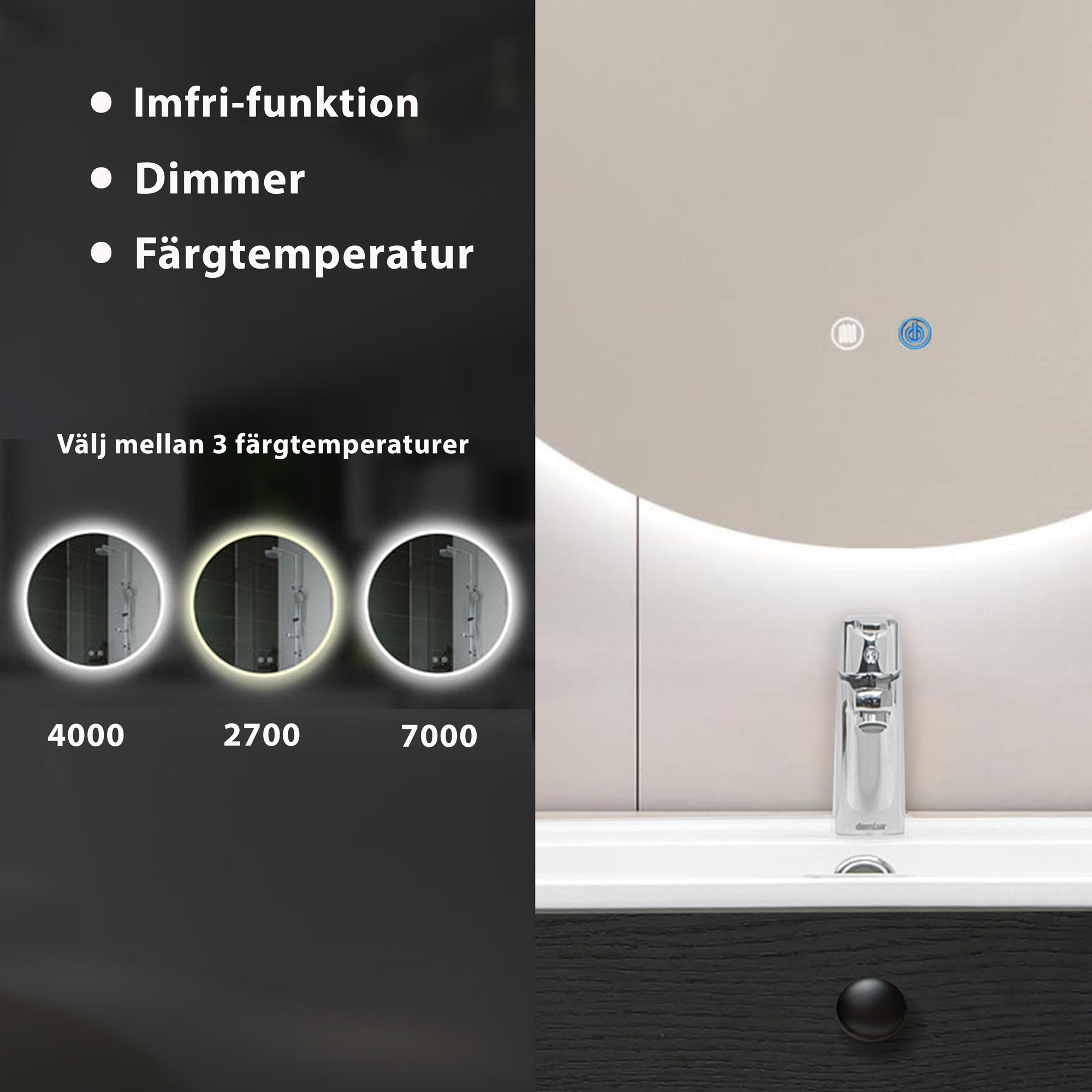 Möbelpaket 4AQUA Slim 60 med Tvättställ och Spegel Aura LED