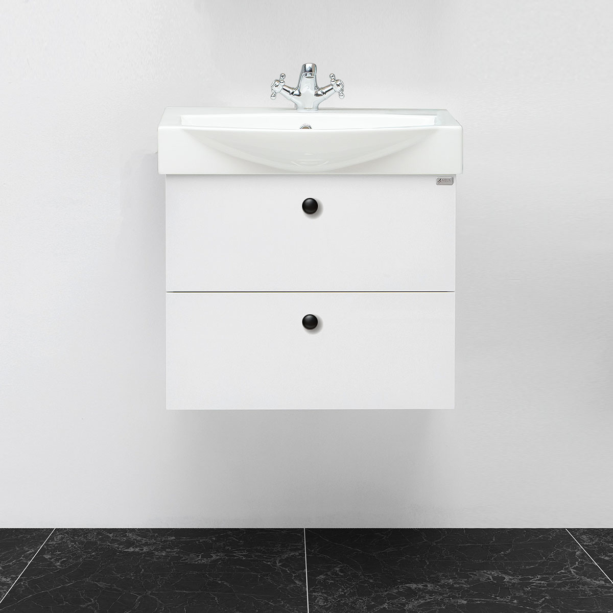 Tvättställsskåp 4AQUA Classic Med 2 Lådor Vit Blank, 617 mm