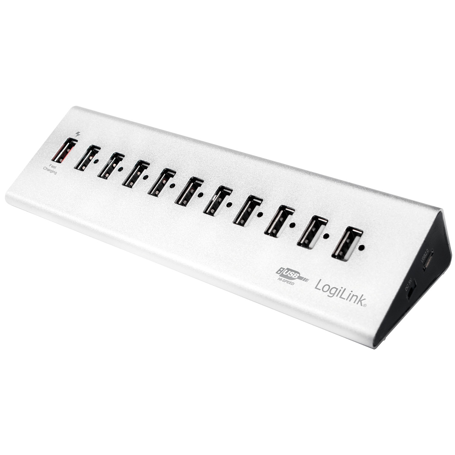 USB 2.0-hub LogiLink 10+1 fast charge