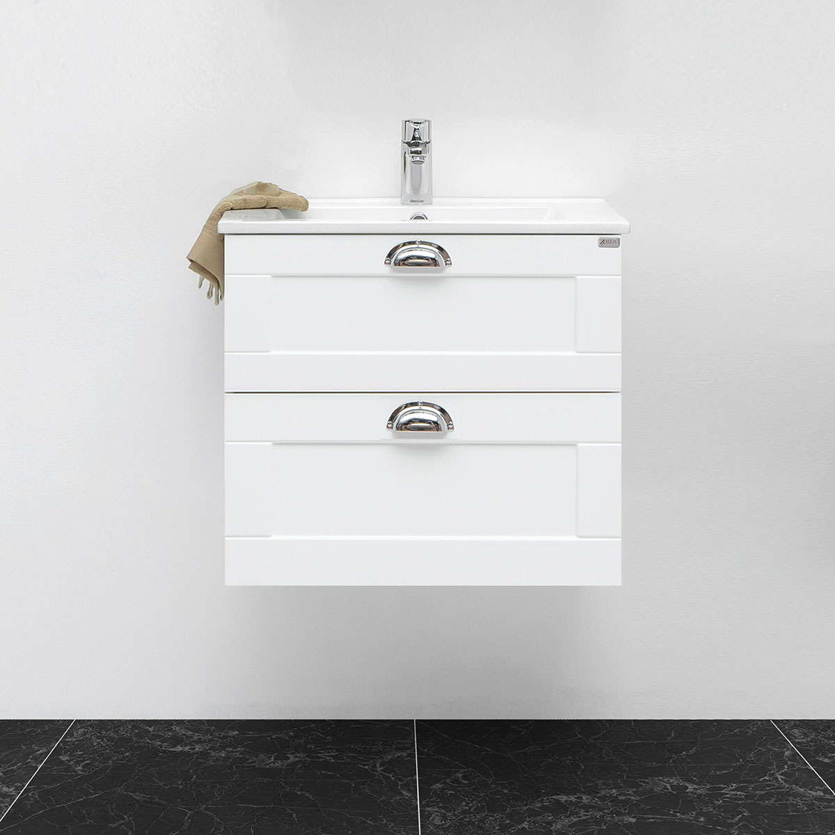 Tvättställsskåp 4AQUA Slim H Med 2 Lådor & Ramlucka