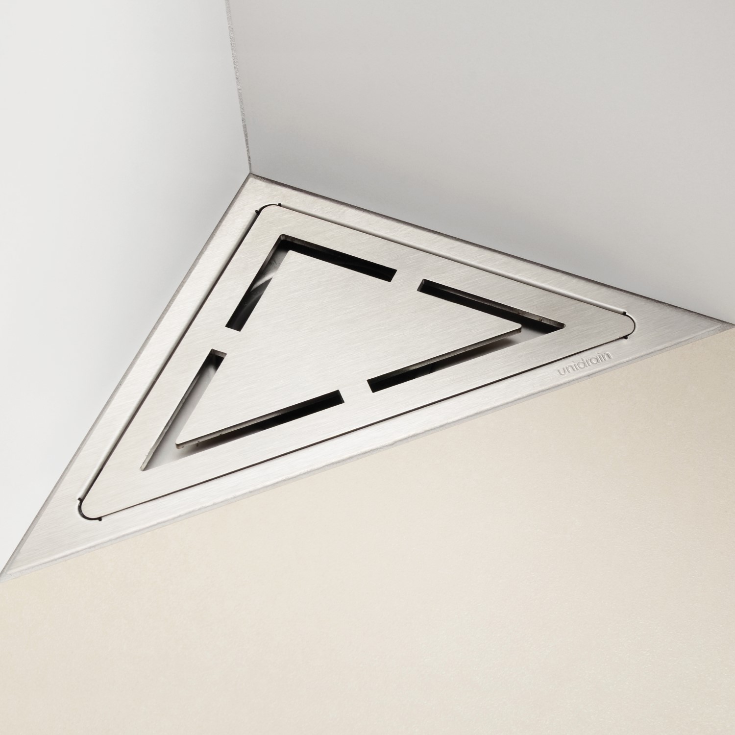 Hörnavlopp Unidrain ClassicLine LxBxH: 267x270x12 mm, Sidoutlopp, Avloppsdiameter: 50 mm, Höjd avlopp: 51 mm