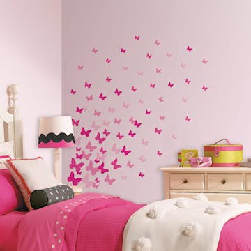 Väggdekor RoomMates Pink Flutter Butterflies
