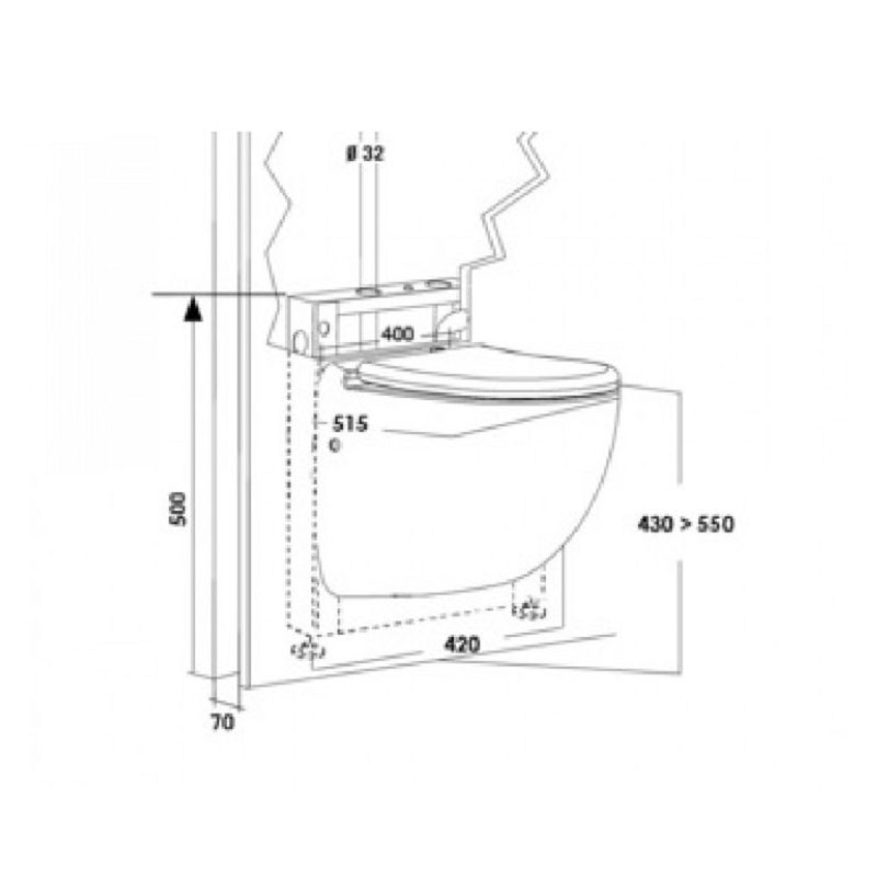 Vägghängd Toalettstol Saniflo Sanicompact Comfort Silence ECO+