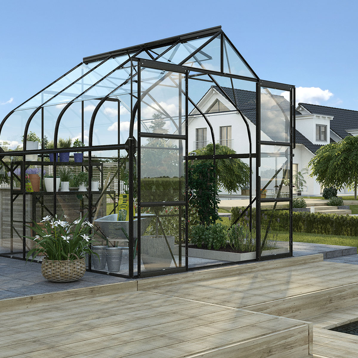 Växthus Vitavia Diana 6,7 kvm Växthus Vitavia Diana 6,7 kvm svart glas