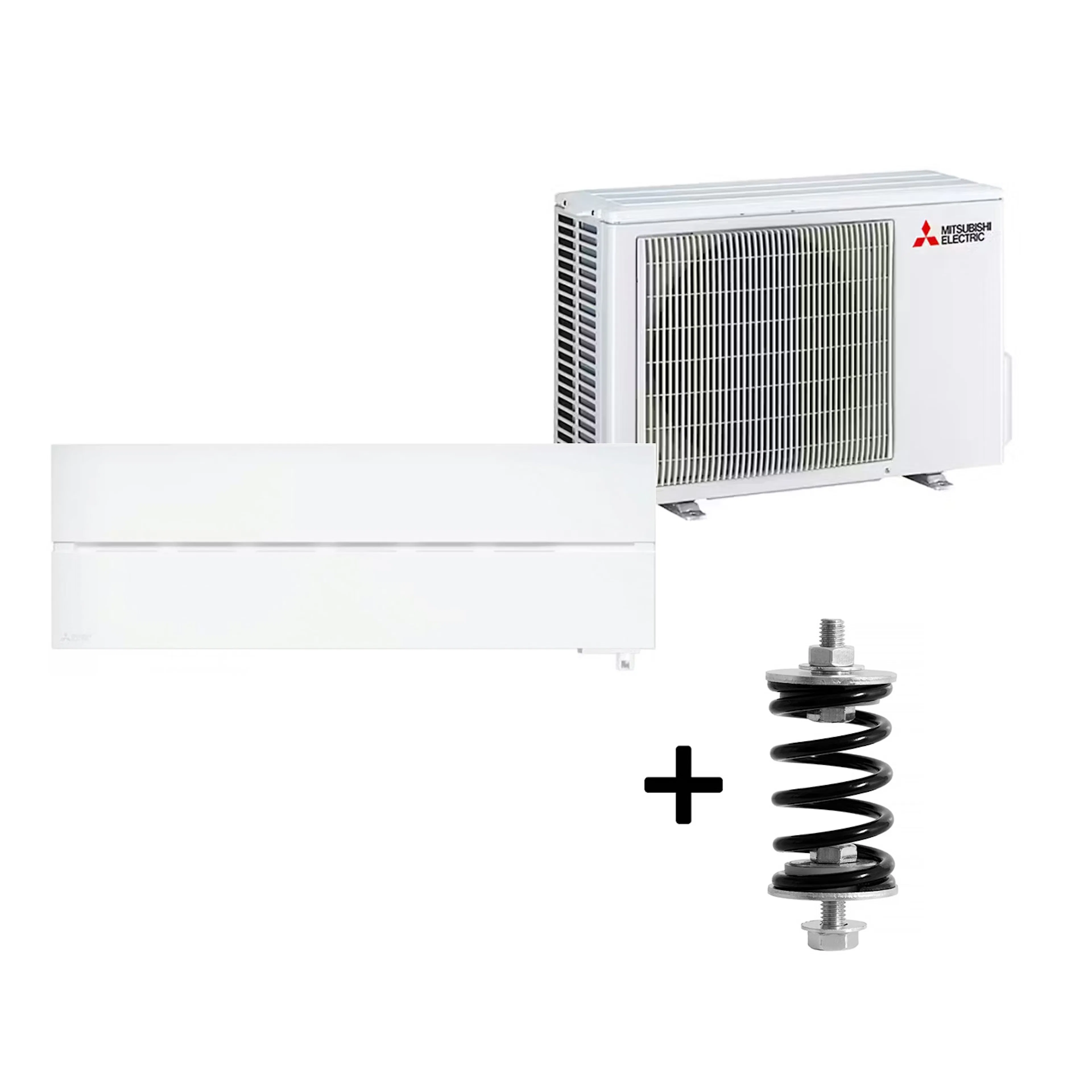 Luftvärmepump Mitsubishi Electric Hero 2.0 LN25 6,3kW Värme SCOP 5,2 Paket med Fjäderdämpare