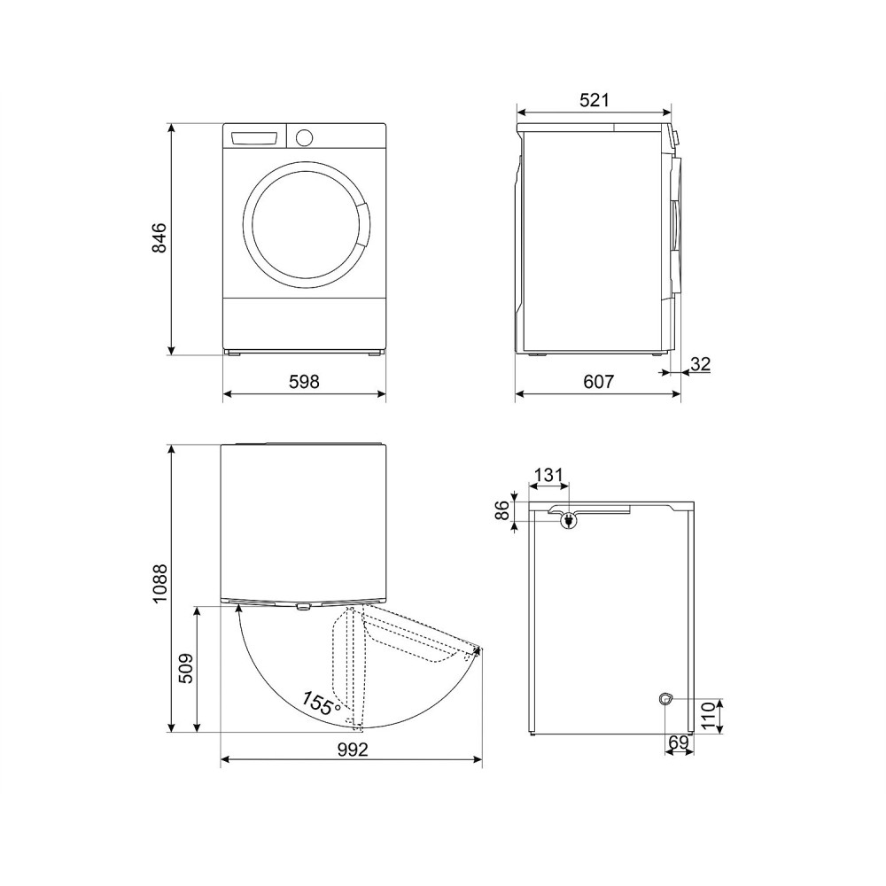 Tvätt- och Torkpaket SMEG WNP96SLAAIN1 + DNP82SEIN